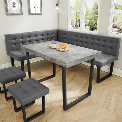 5pc Modern Corner Dining Table Set, 72" Breakfast Nook