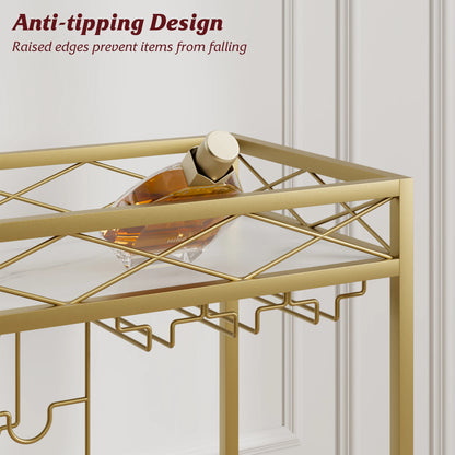 2-Tier Mobile Serving Cart on Lockable Wheels