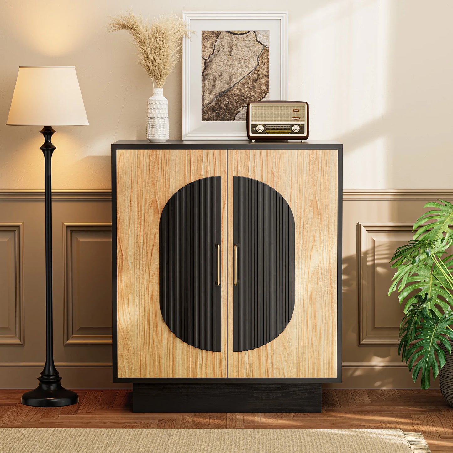 Modular Credenza Fluted Buffet Cabinet with Storage