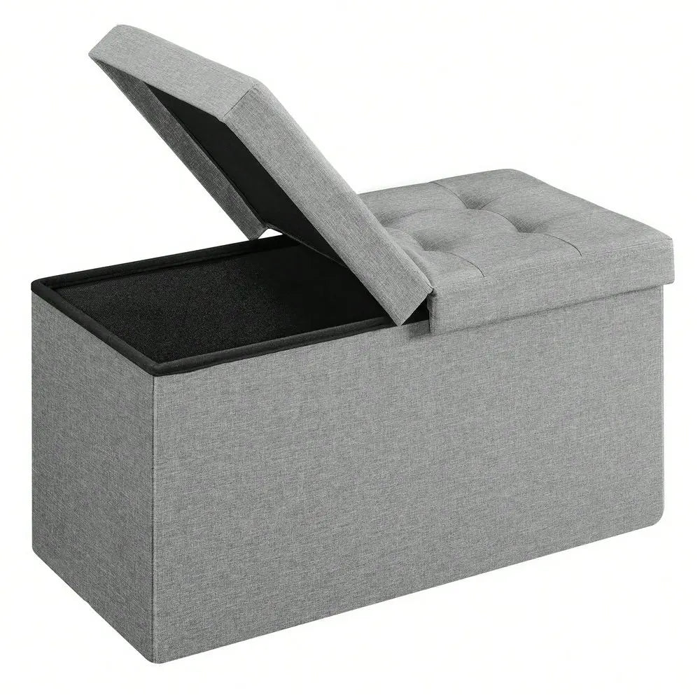 30" Foldable Storage Ottoman Bench w/Flipping Lid, 660lb