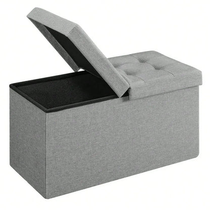 30" Foldable Storage Ottoman Bench w/Flipping Lid, 660lb