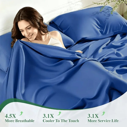 Cooling Satin Bed Sheet Set, SHRINK AND FADE Resistant