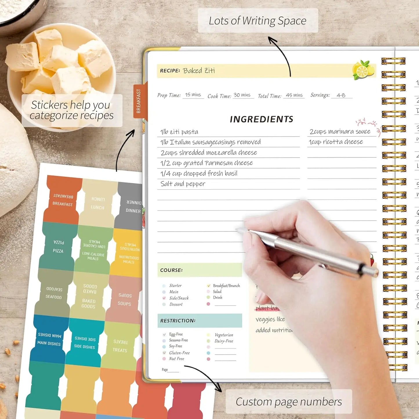Blank Recipe Book w/175 Pages, Hardcover, Tab Stickers