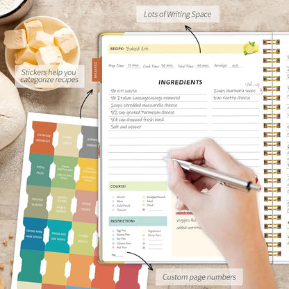 Blank Recipe Book w/175 Pages, Hardcover, Tab Stickers