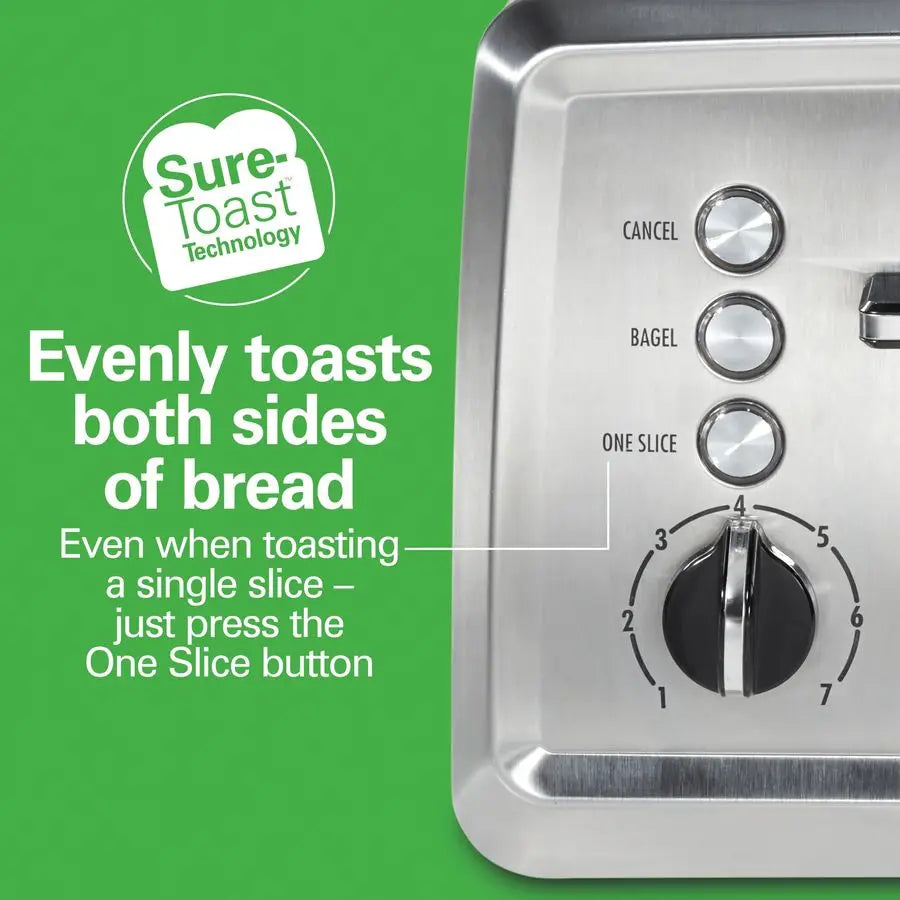 Extra Wide Slots 4 Slice Toaster with Bagel Setting