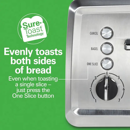 Extra Wide Slots 4 Slice Toaster with Bagel Setting
