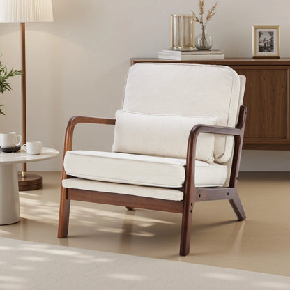 Mid Century Modern Wooden Accent Chair w/Arms