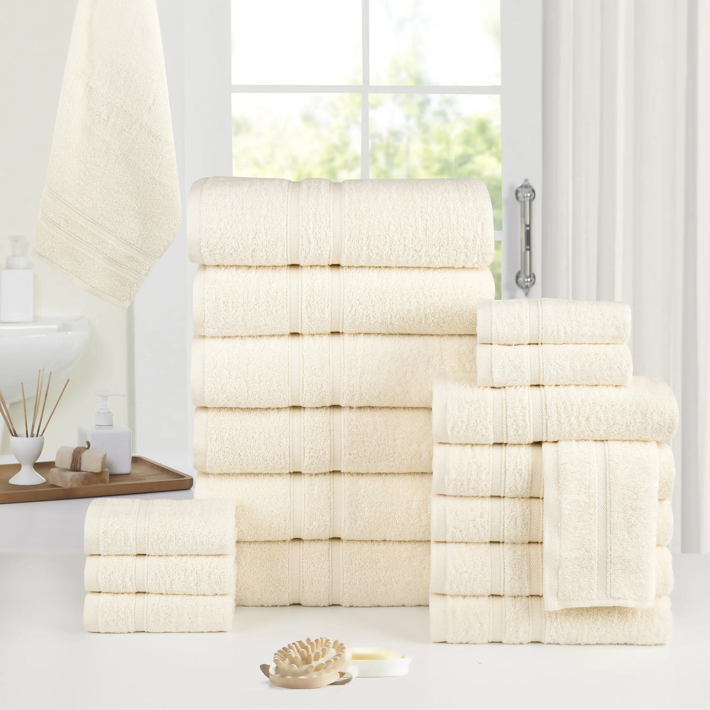 Luxury 18pc Zero Twist Egyptian Cotton Towel Set, Ultra Soft