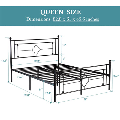 Wrought Iron Headboard and Footboard Metal Platform Bed Frame