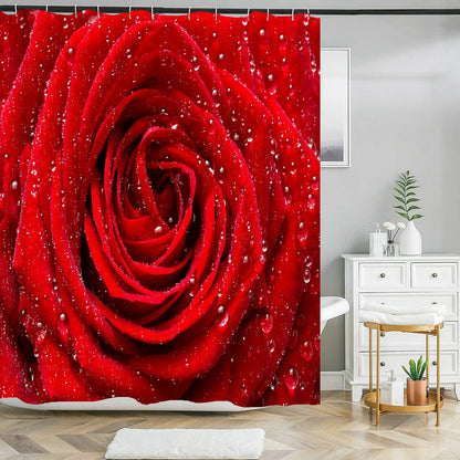 Waterproof Polyester Fabric Bathroom Curtain w/12 Hooks