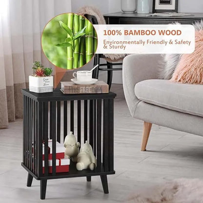 Large Capacity Black Nightstand, 20" Height