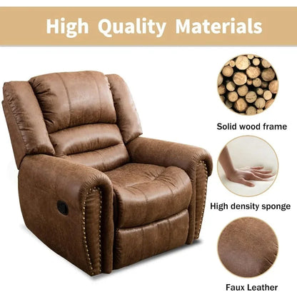 Classic and Traditional Manual Recliner Chair, Leather