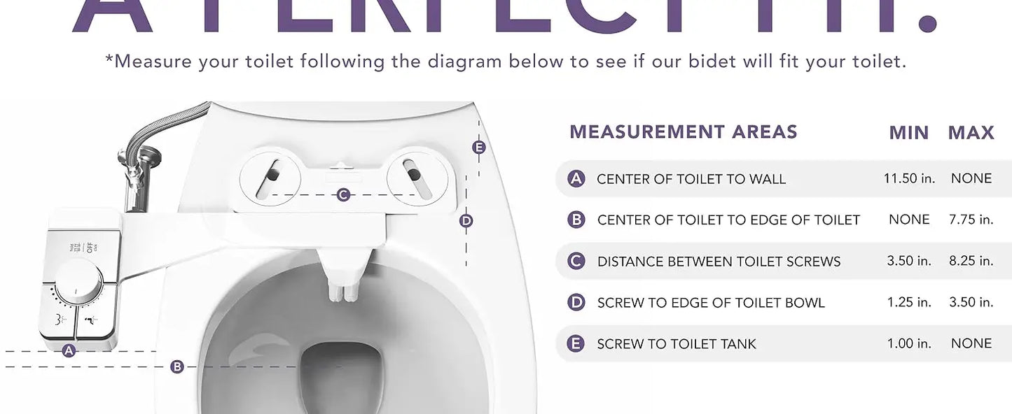Adjustable Non-Electric Bidet, Ultra-Slim Dual Nozzle (Feminine/Rear Wash)