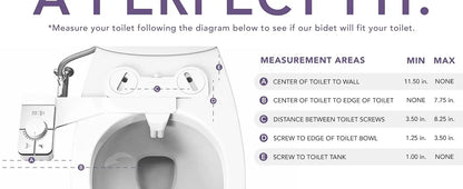 Adjustable Non-Electric Bidet, Ultra-Slim Dual Nozzle (Feminine/Rear Wash)