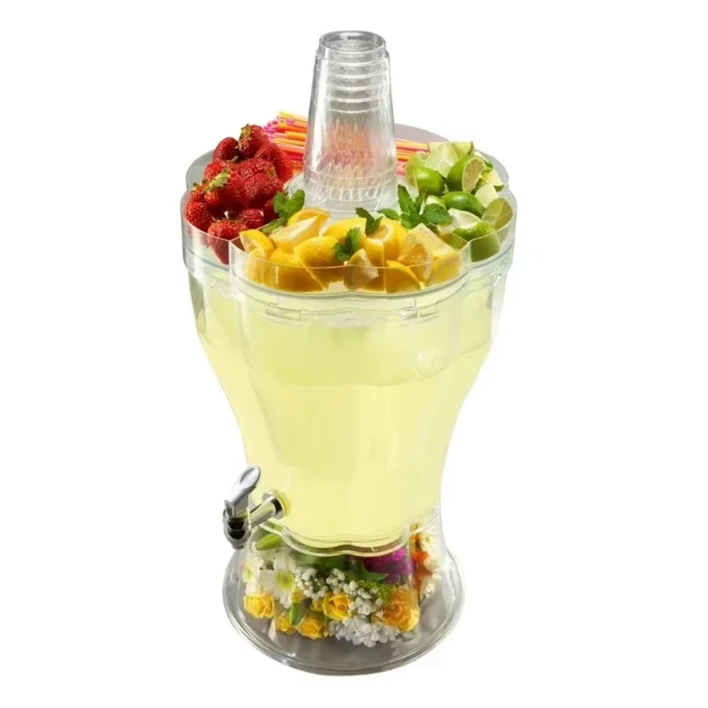 Durable 3.5-Gallon Break-Resistant Beverage Dispenser w/Removable Ice Top