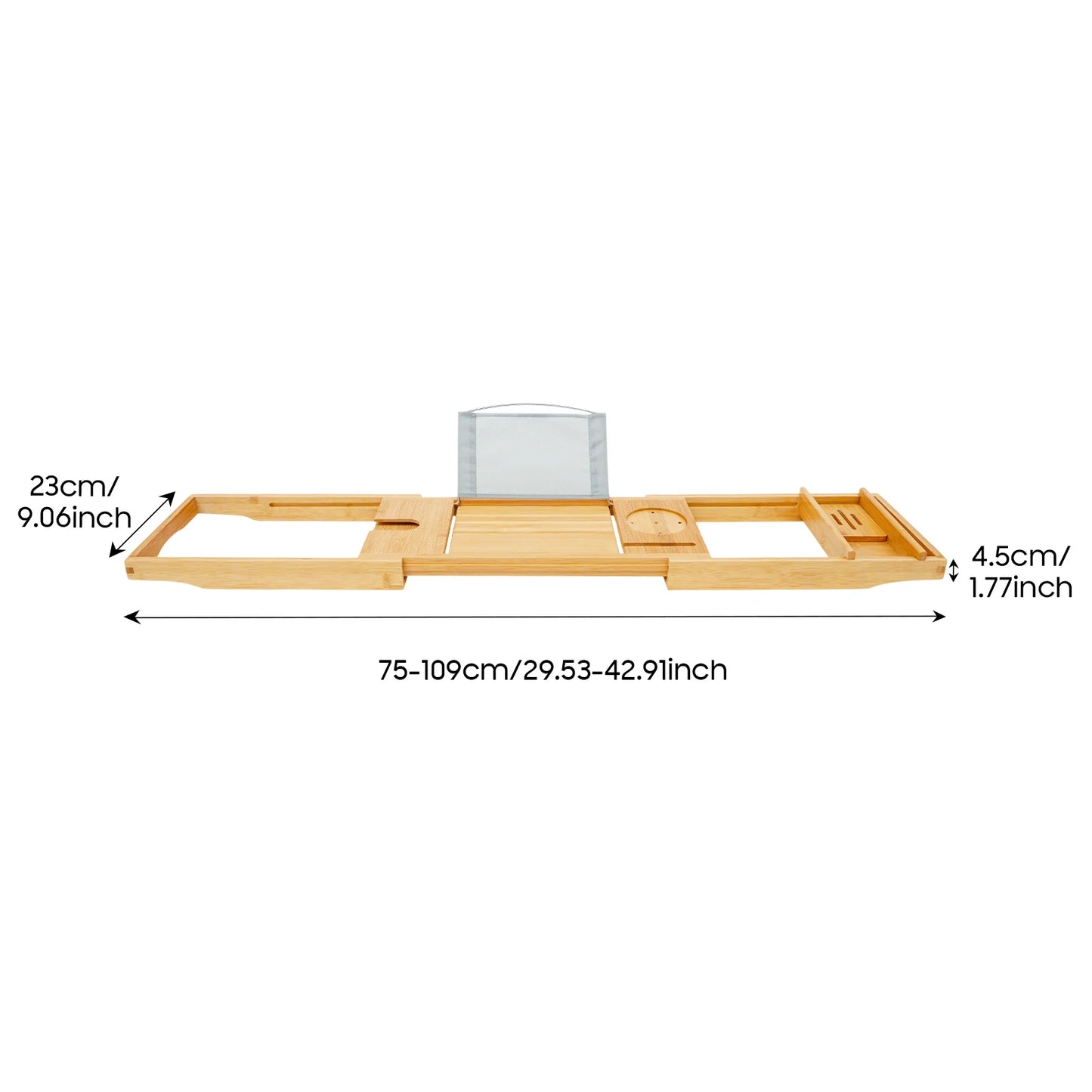 Expandable Bamboo Bathtub Tray 29.5"x42.9" Waterproof Bath Caddy