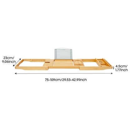 Expandable Bamboo Bathtub Tray 29.5"x42.9" Waterproof Bath Caddy