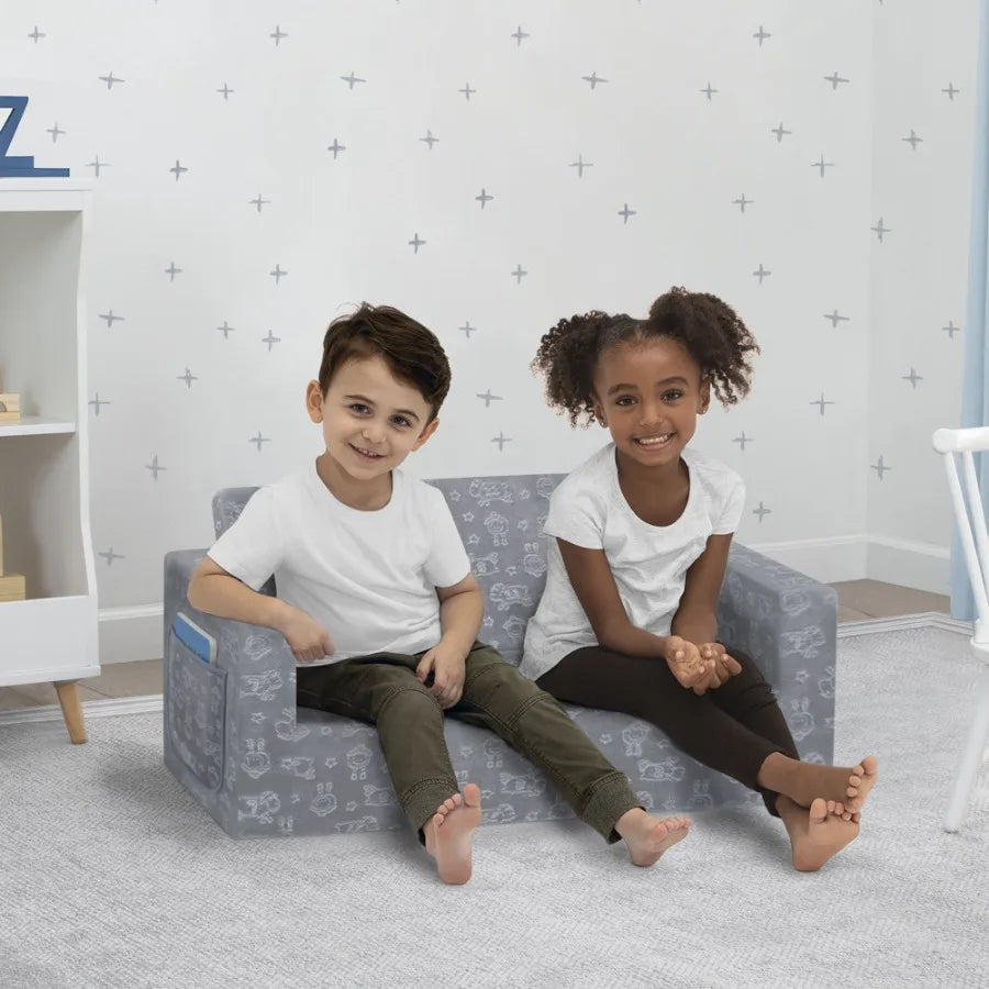 Kids Extra Wide Convertible Sofa to Lounger - 2-in-1 Flip Open Couch, Sleeper