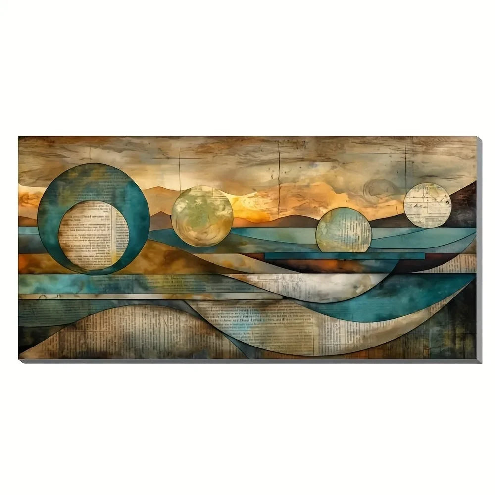 48"x24" Modern Contemporary Art Deco Canvas Wall Art, 1.5" Thick