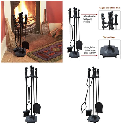 5pc Wrought Iron Fireplace Tools Set