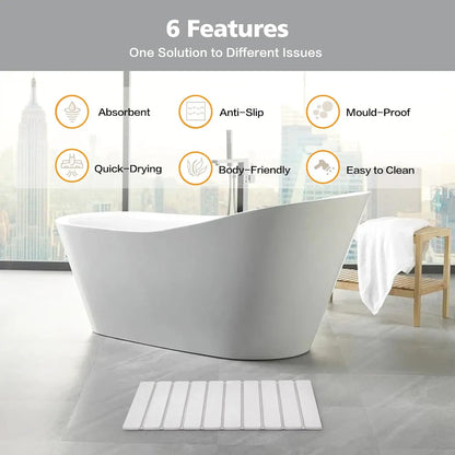 Absorbent Foldable Diatomite Bathmat, Non-Slip, Quick Dry