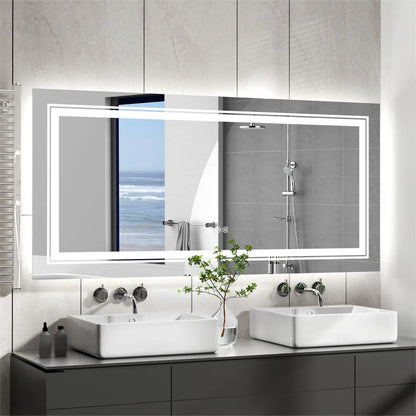 Jumbo Illuminated Mirror, Front and Backlit Light,