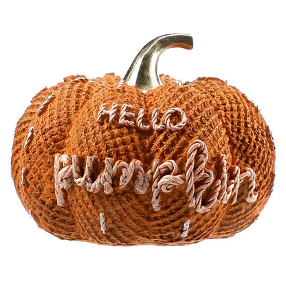 Halloween Pumpkin Knitted Texture Table Ornament, Farmhouse
