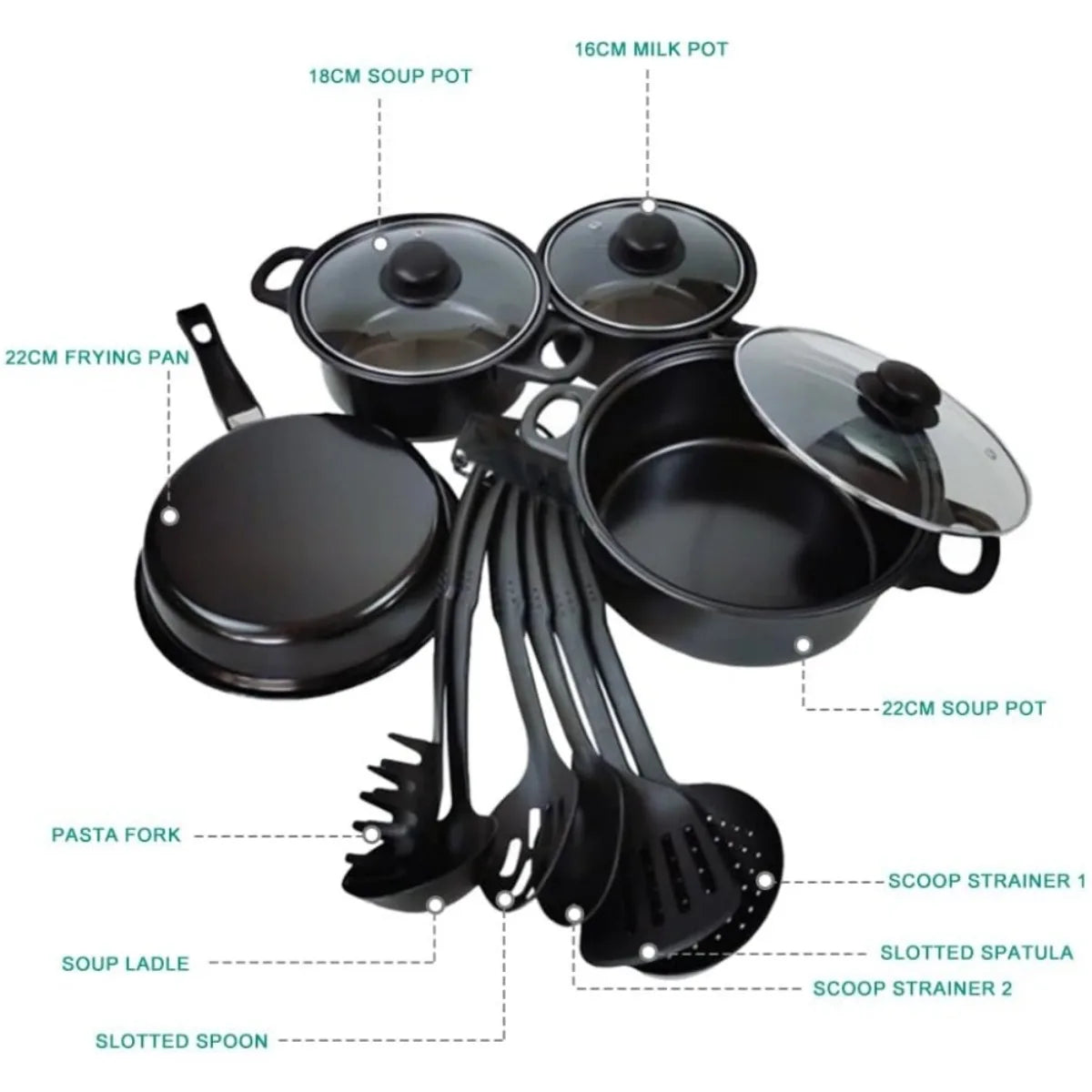 13pc Non-Stick Pots and Pans Kitchen Cookware Set