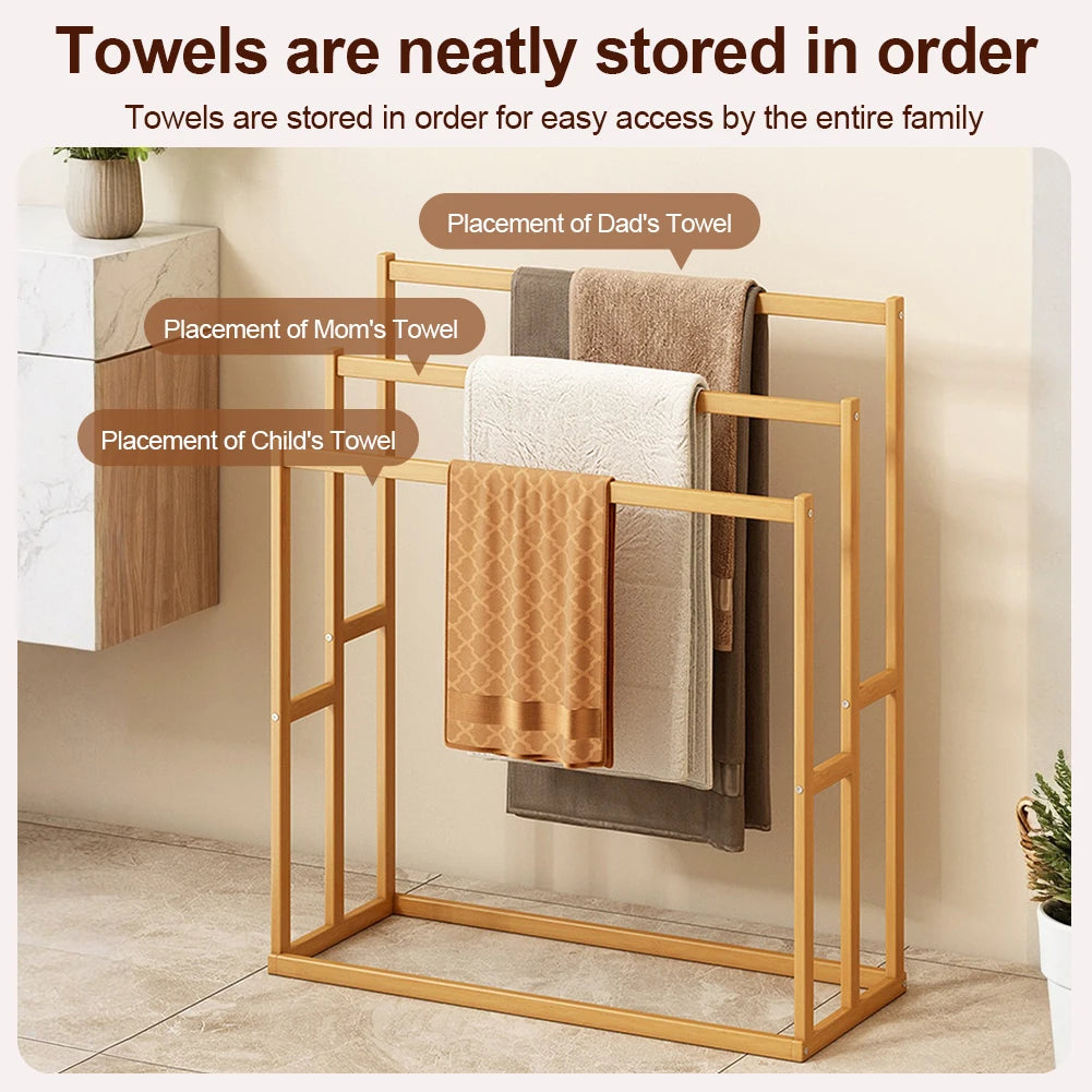 3 Tier Freestanding Wooden Towel Rack