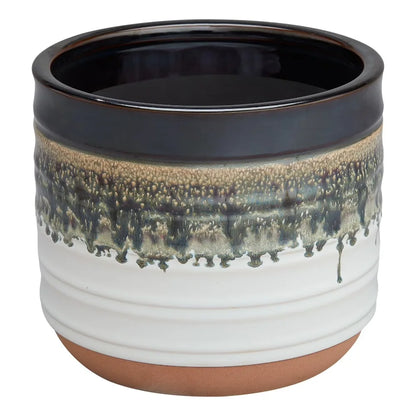Round Black Ceramic Plant Pot for Indoor Outdoor Plants
