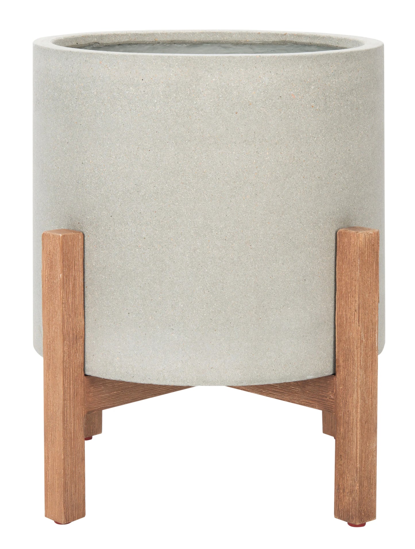 Modern Glam Round Patio Planter w/Stand, Light Grey Finish