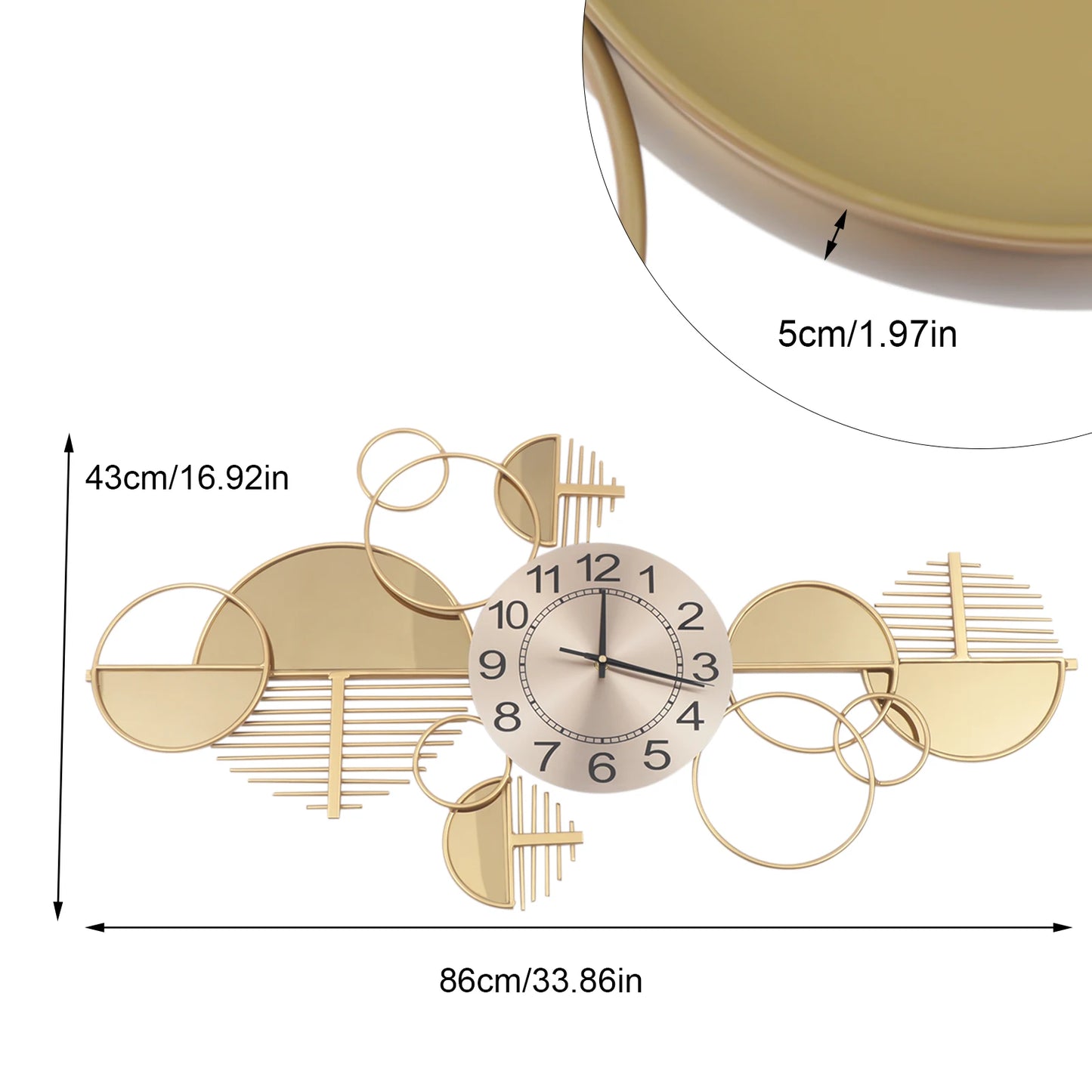 Creative Modern Metal Wall Clock, Silent Operation