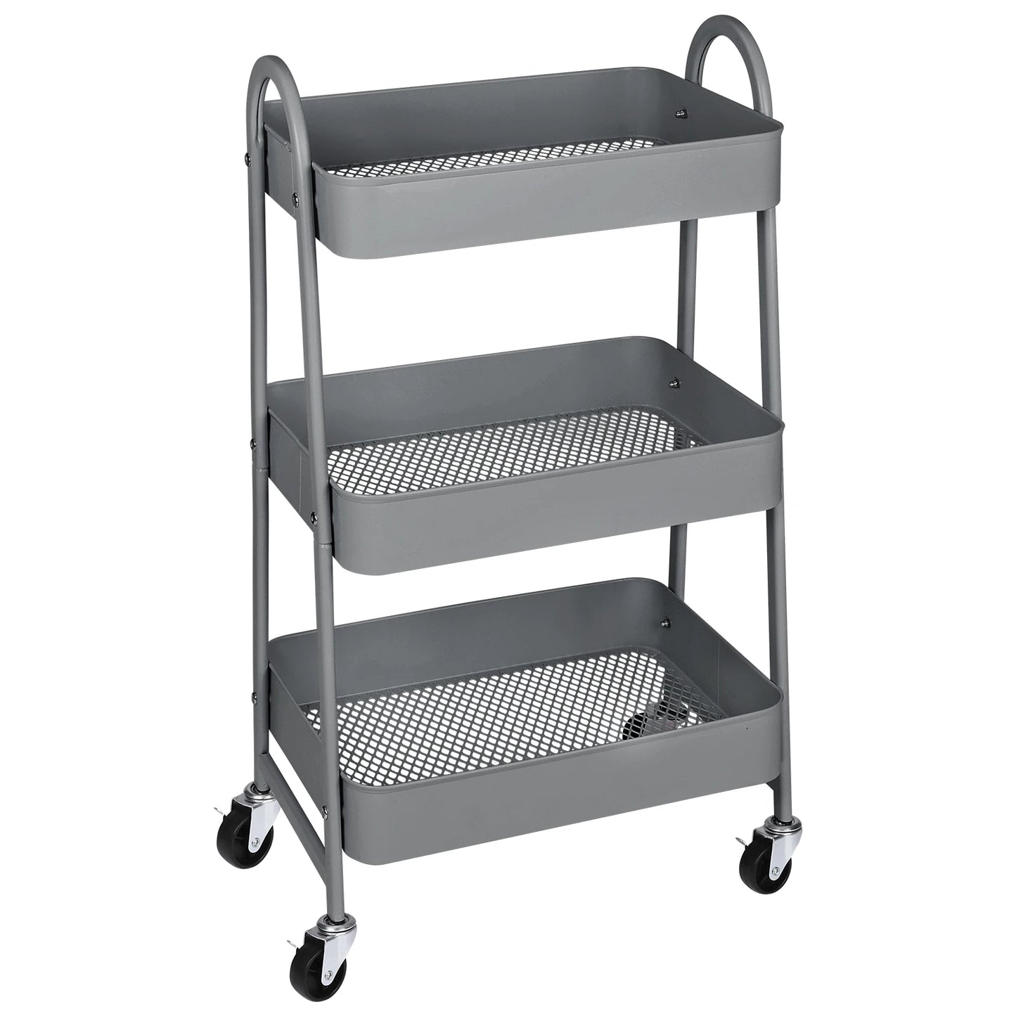 3 Tier Metal Storage Kitchen Cart with Lockable Wheels