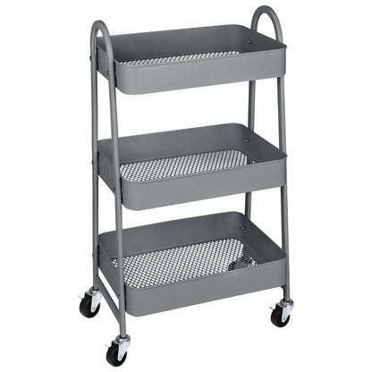3 Tier Metal Storage Kitchen Cart with Lockable Wheels
