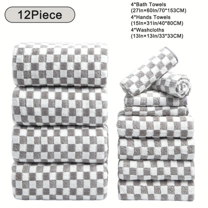 12pcs Bath Towels Set, Ultra Soft, Highly Absorbent, Quick Dry