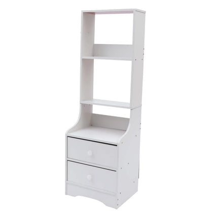Modern Space-Saving Tall Nightstand w/Storage Shelf