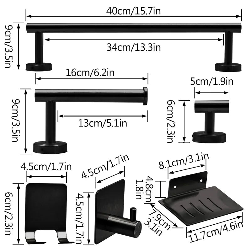 7pc Bathroom Towel Rack Including 16" Hand Towel Bars