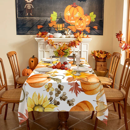 4-sizes Thanksgiving Tablecloth Pumpkin Maple Leaf, Sunflower, Autumn