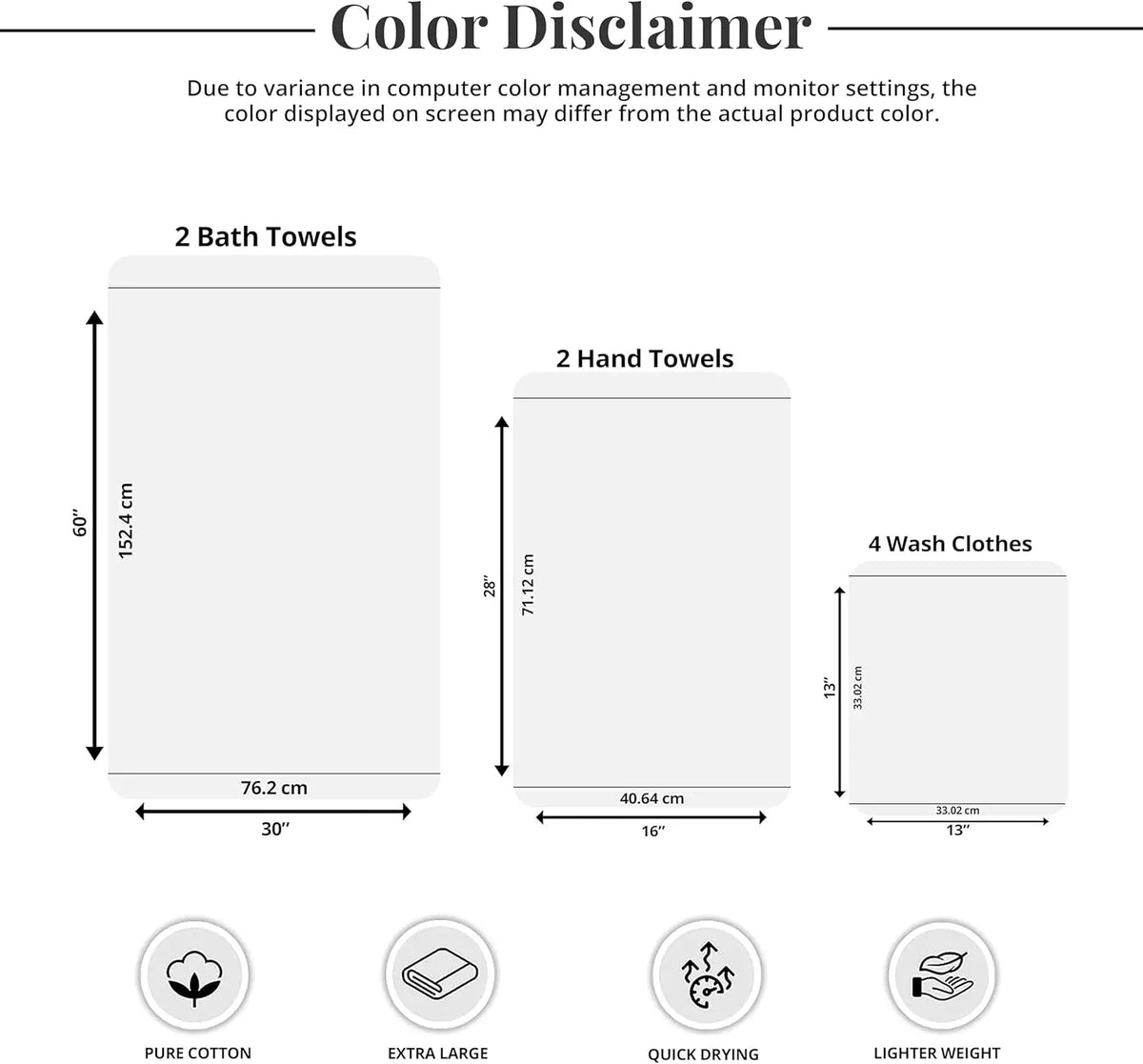 100% Cotton Super Absorbent Bathroom Towels Set