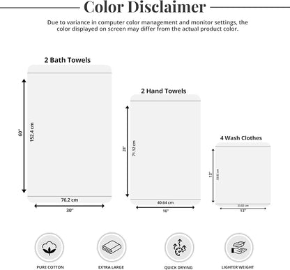 100% Cotton Super Absorbent Bathroom Towels Set