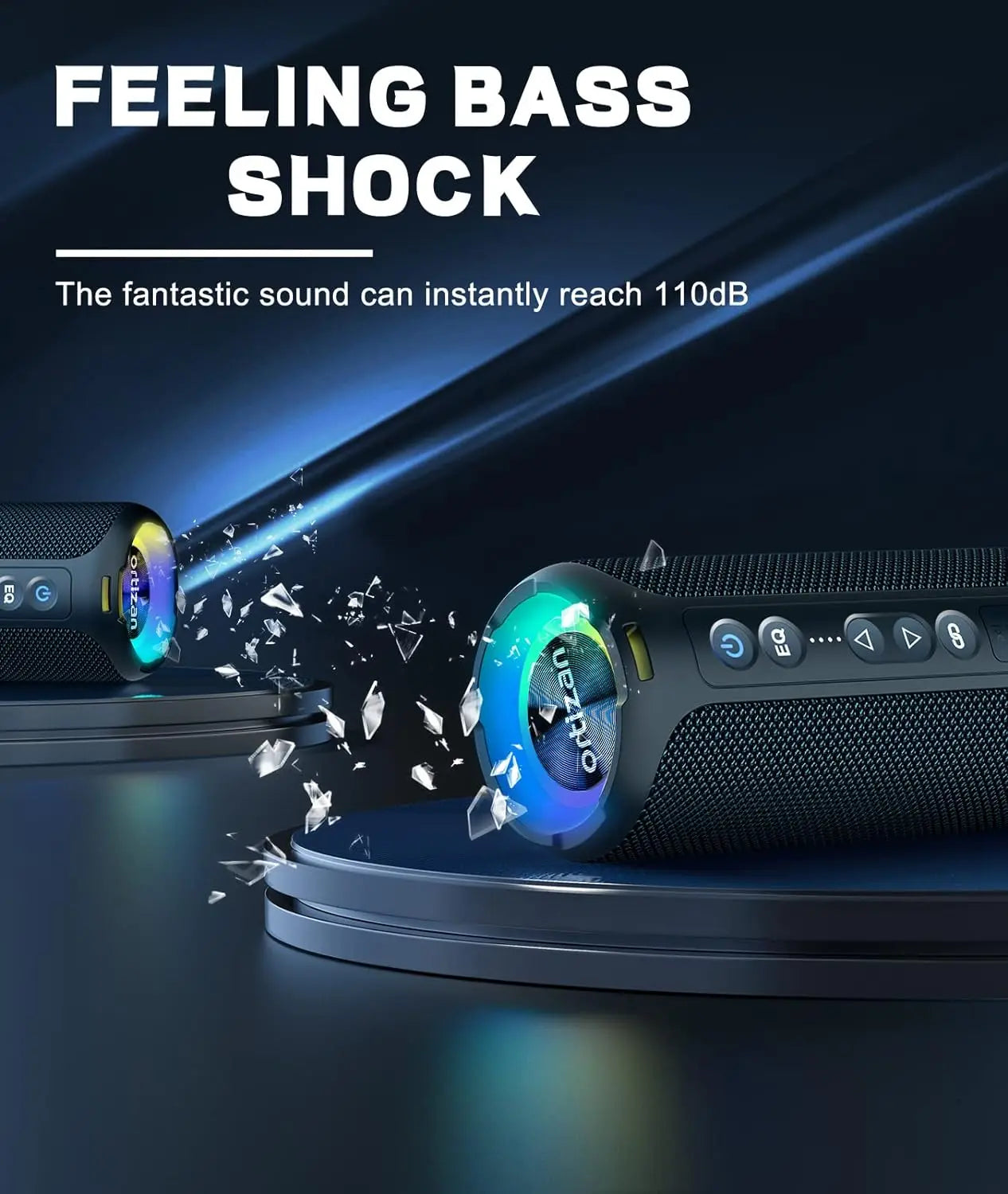 X8 Pro Portable Bluetooth Speaker w/40W Stereo Sound, Waterproof, Lights