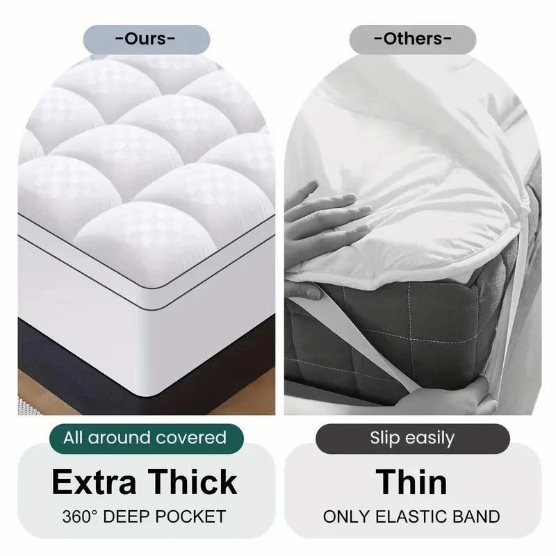 Thick Mattress Cover, Cooling, Noiseless, Breathable, Fitted