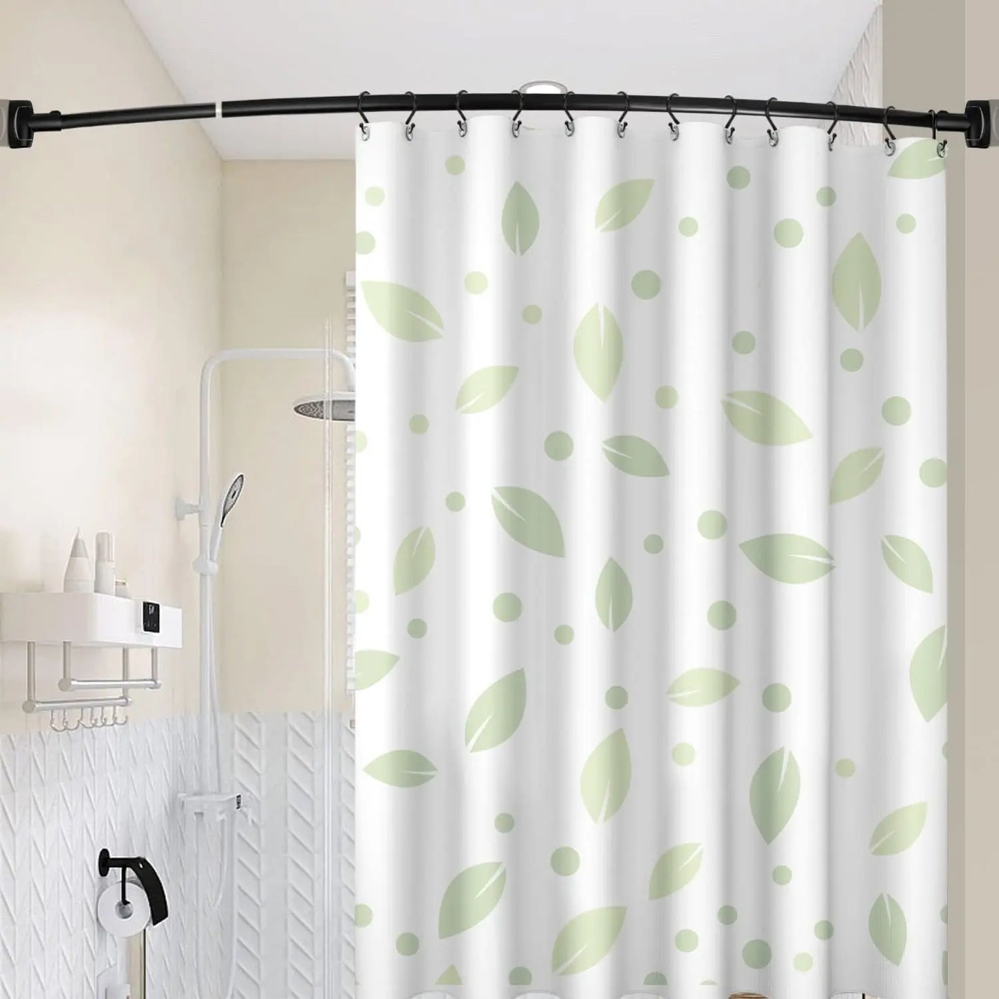 Adjustable Curved Shower Rod, Black Stainless Steel, 48"-72"