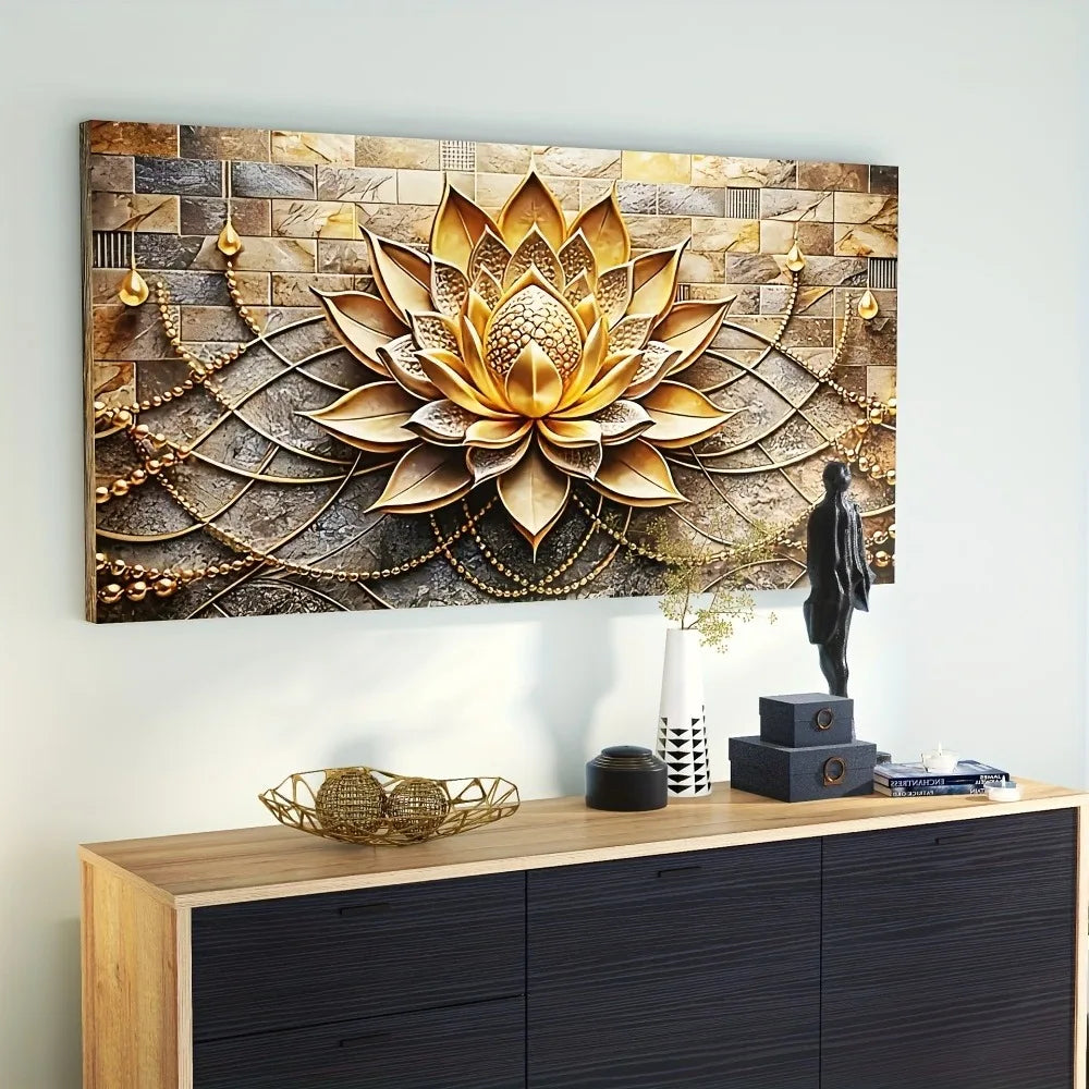 Modern Abstract (black gold) Floral Canvas Art, 1.5" Pine Solid Wood