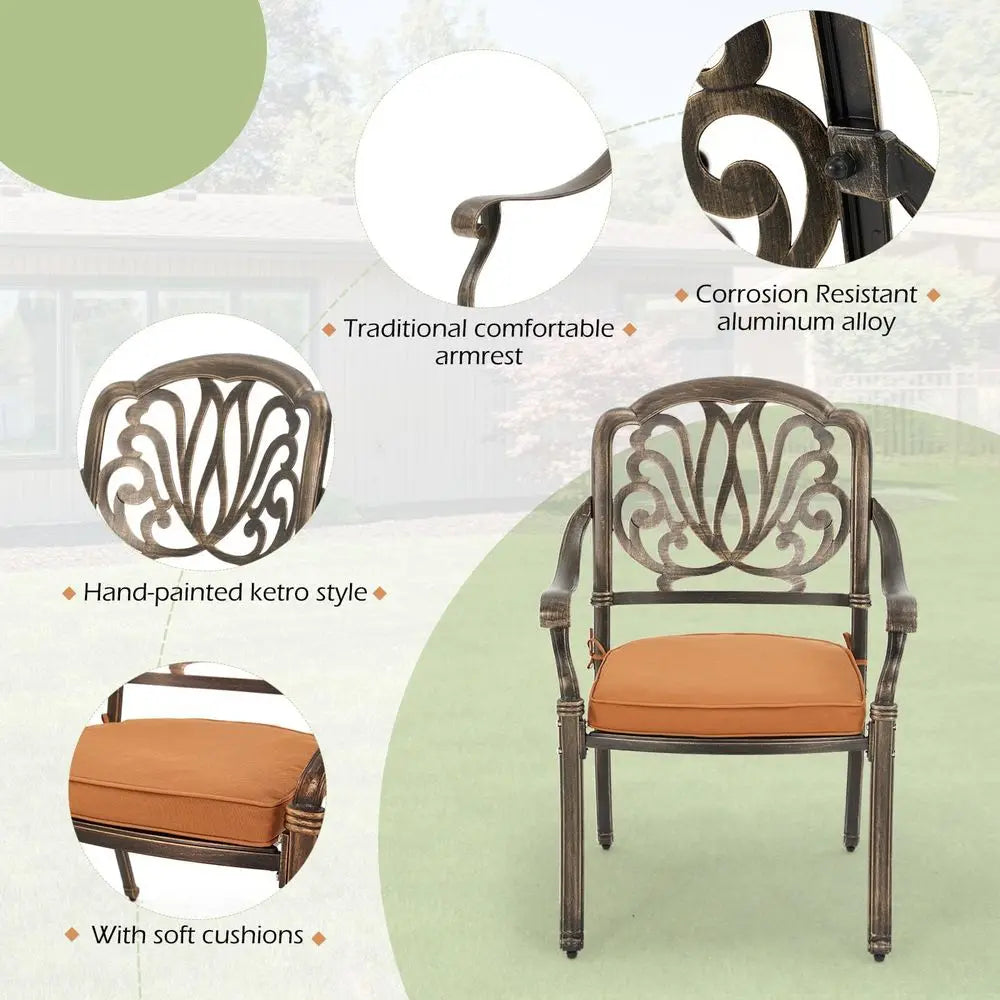 9pc Aluminum Patio Furniture Set, 86.6" Rectangular Table and Cushions
