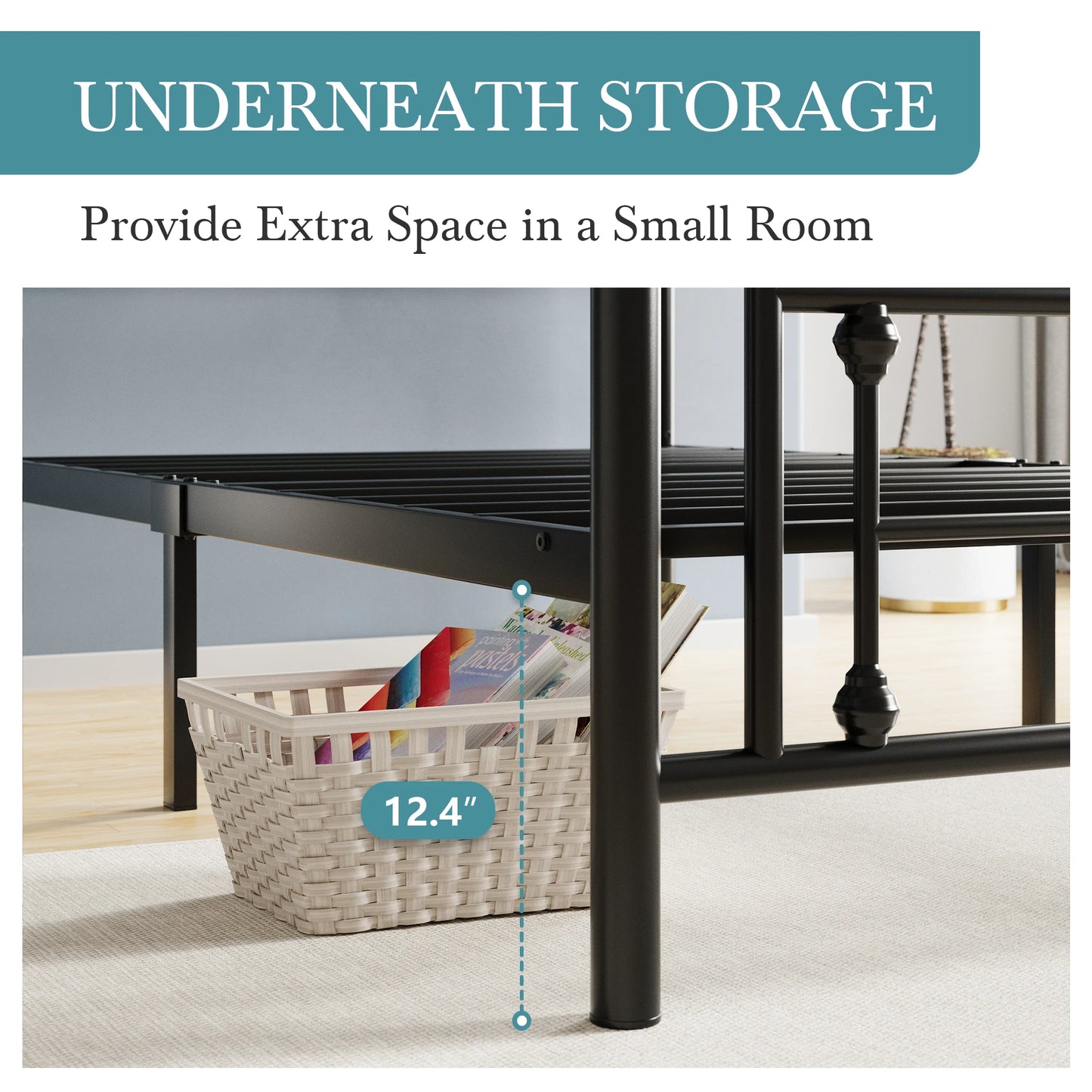 Wrought Iron Headboard and Footboard Metal Platform Bed Frame