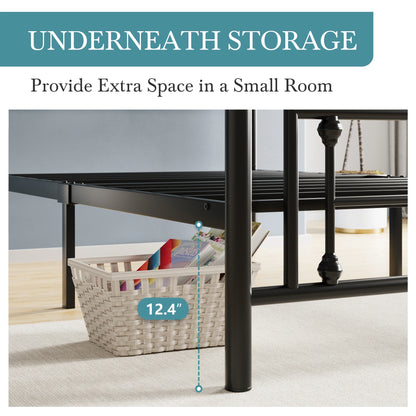 Wrought Iron Headboard and Footboard Metal Platform Bed Frame
