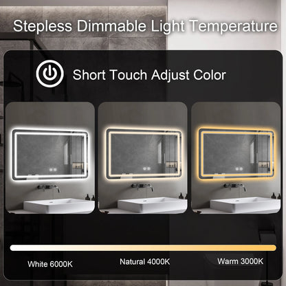 Fogless 36"x24"LED Bathroom Vanity Mirrors w/Backlit Lights