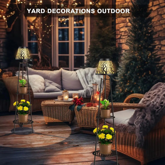 2 Pack Solar Floor Lights with Plant Stands, 45.5''