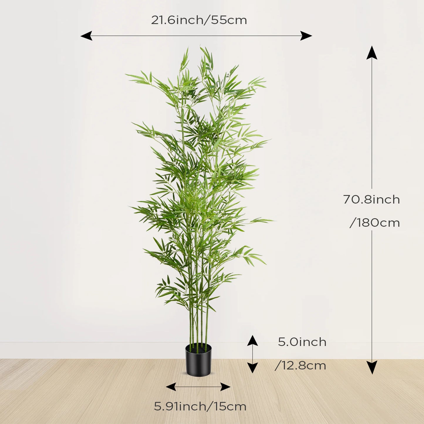 4/5/6ft Tall Artificial Bamboo Tree, Lifelike Leaves